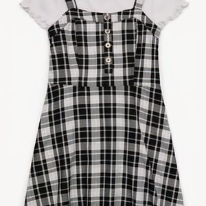 Justice Black and White Plaid Kids Casual Dress